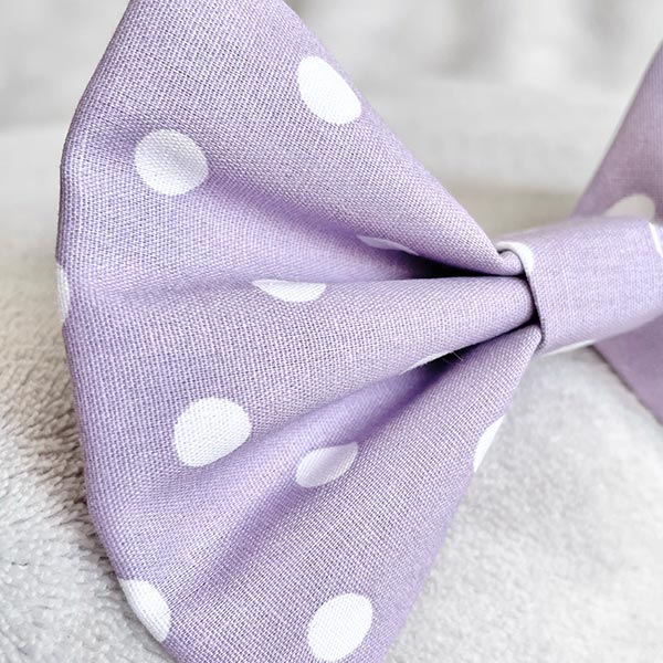 Lilac Polka Dot Dog Bow Tie