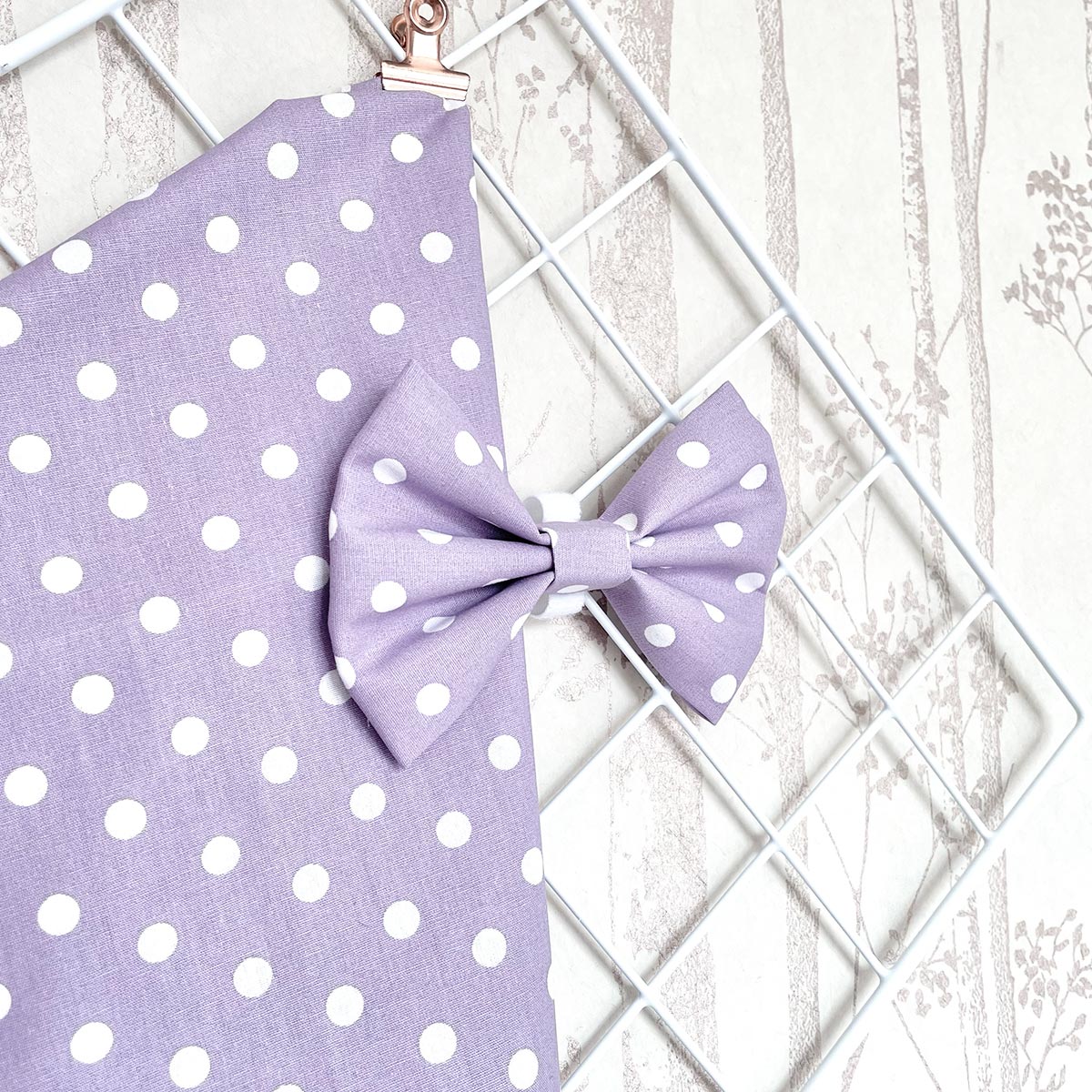 Lilac Polka Dot Dog Bow Tie