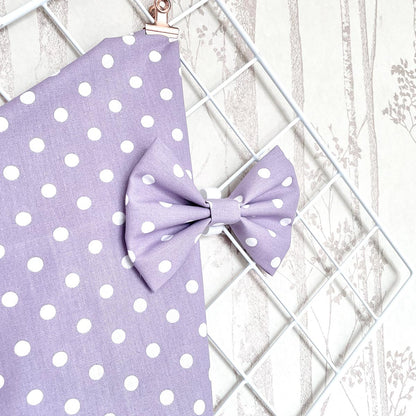 Lilac Polka Dot Dog Bow Tie