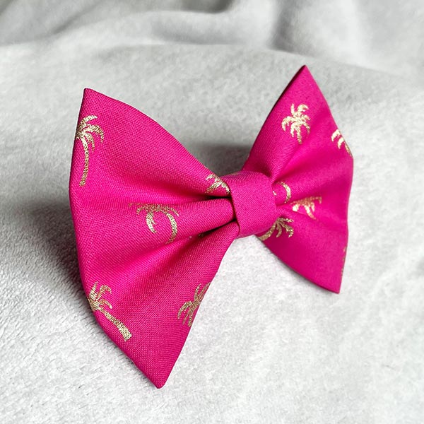 Luxe Palm Trees Hot Pink Dog Bow Tie