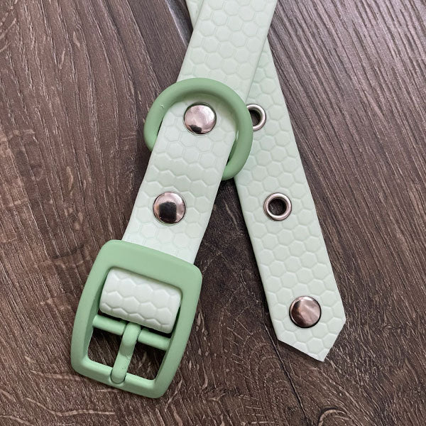 Mint Pastel Hex Waterproof Dog Collar