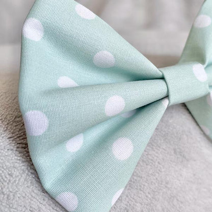 Mint Green Polka Dot Dog Bow Tie