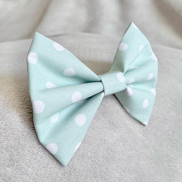 Mint Green Polka Dot Dog Bow Tie