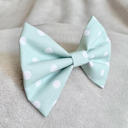 Mint Green Polka Dot Dog Bow Tie