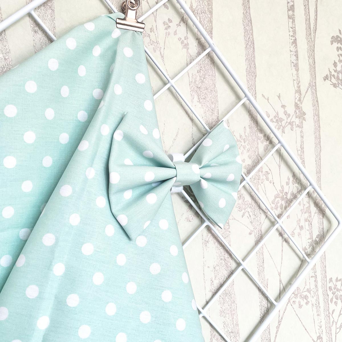 Mint Green Polka Dot Dog Bow Tie