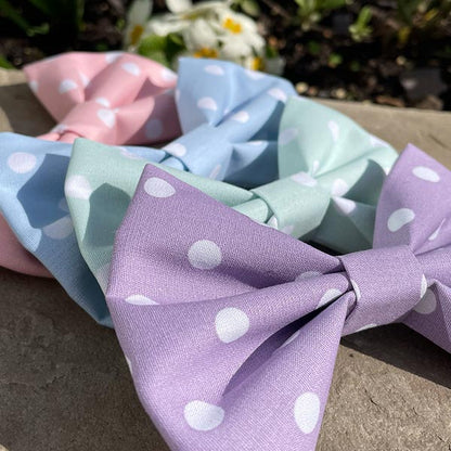 Mint Green Polka Dot Dog Bow Tie