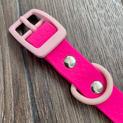 Pink Pastel Hex Waterproof Dog Collar