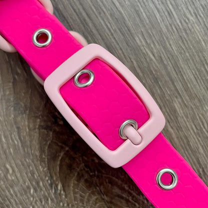 Pink Pastel Hex Waterproof Dog Collar