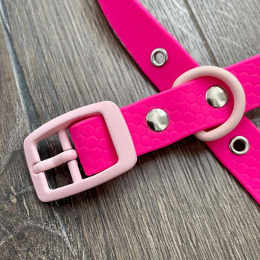 Pink Pastel Hex Waterproof Dog Collar