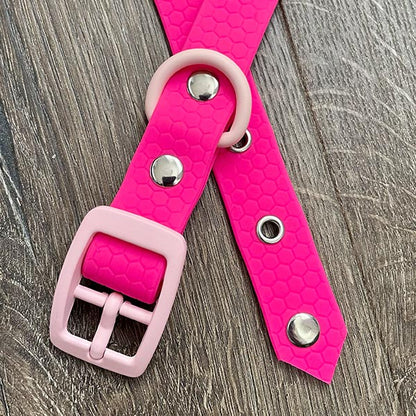 Pink Pastel Hex Waterproof Dog Collar