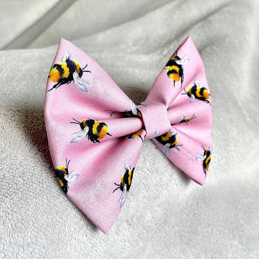 Queen Bee Pink Dog Bow Tie