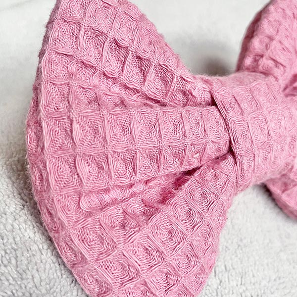 Rose Pink Waffle Dog Bow Tie