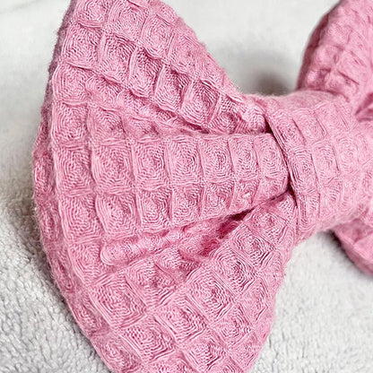 Rose Pink Waffle Dog Bow Tie