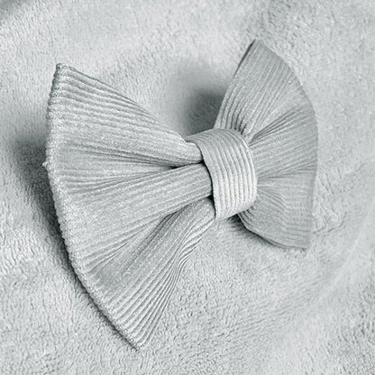 Silver Corduroy Dog Bow Tie