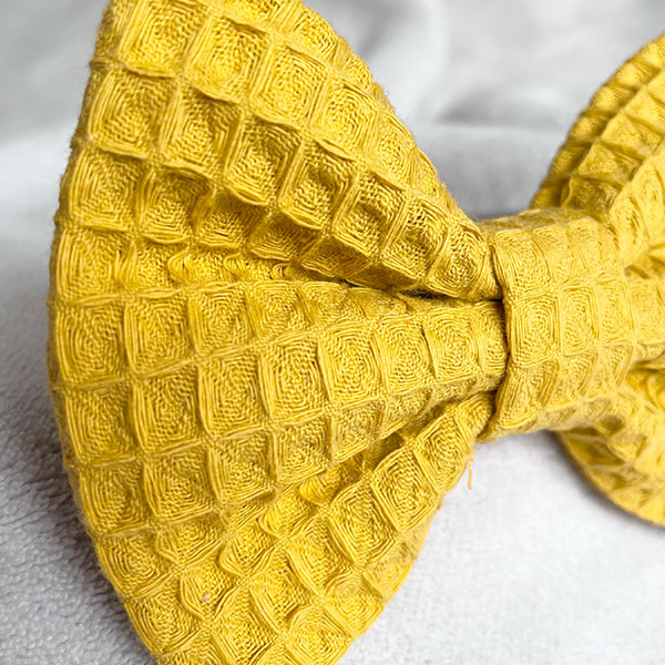 Yellow Waffle Dog Bow Tie