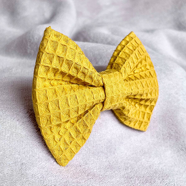 Yellow Waffle Dog Bow Tie