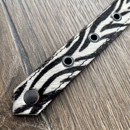 Zebra Print Leather Dog Collar