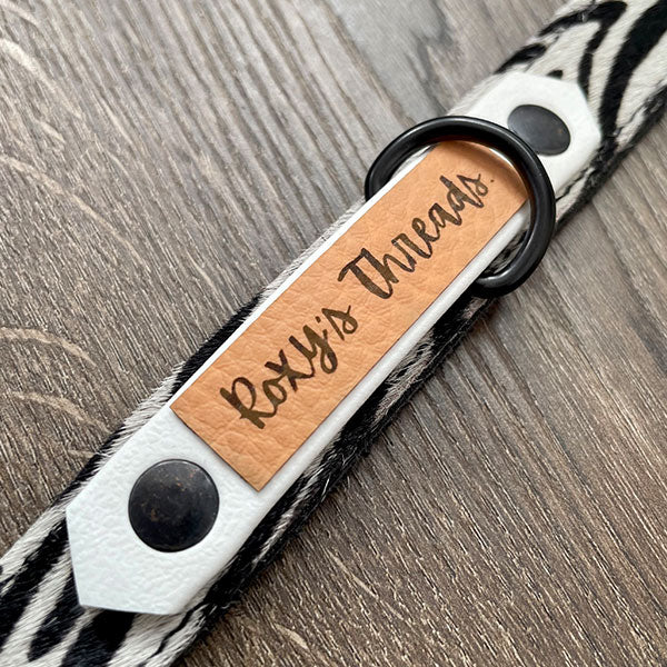 Zebra Print Leather Dog Collar